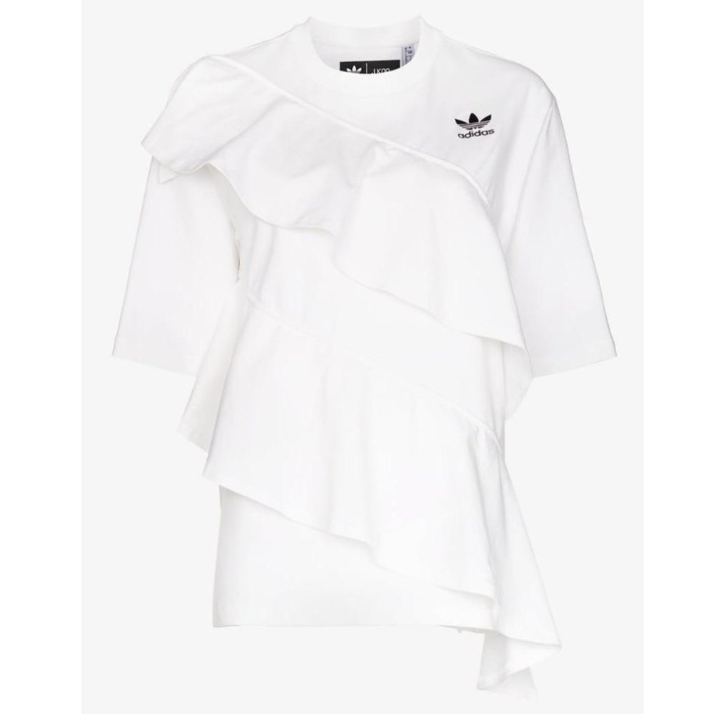NWT!Adidas X J Koo Tiered Ruffle White Top - Picture 6 of 9